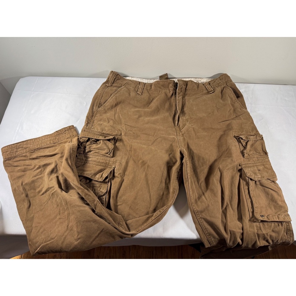 Vintage Y2K US Plugg Brown Cargo Pants Men's Size 38x32 Baggy Skater Utility